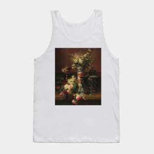 Roses, Peonies and Forget-me-nots in a Japanese Vase by Jean-Baptiste Robie Tank Top